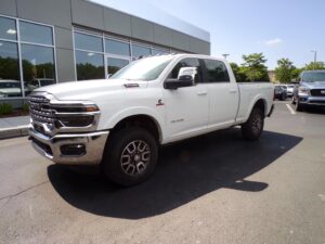 2025 White RAM 3500 showroom